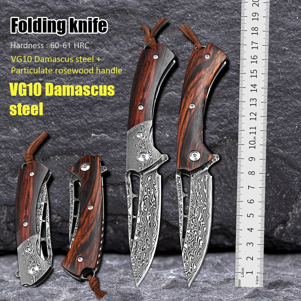 High Hardness VG10 Damascus Steel Folding Knife Tactical Survival