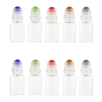 

10 Pcs/ Set 2ml Transparent Refillable Bottles Travel Portable Rollar Ball Glass Bottle Multi-color Empty Essential Oil Bottle