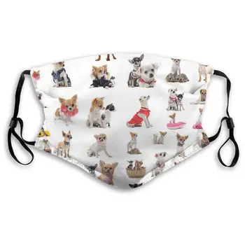 

Cute Chihuahua Pug Pattern Print Mouth Masks With Filter Washable And Reusable Anti Dust Breathable Mask With Adjustable Ear