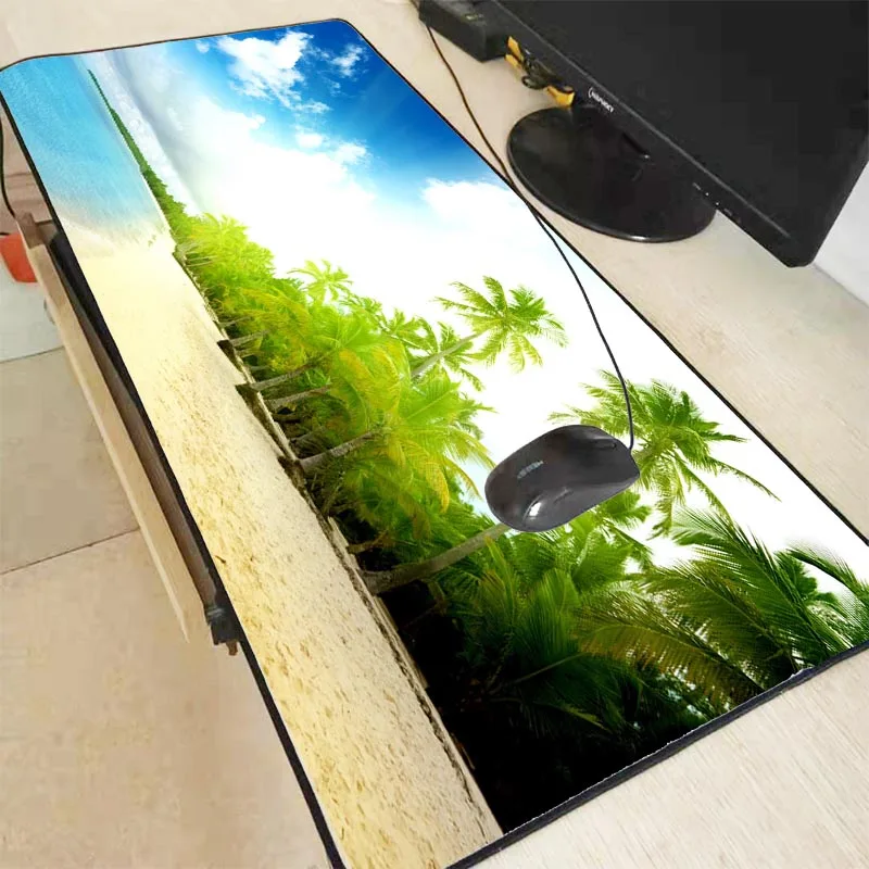 

XGZ Palm Seaside Scenery Large Gaming Mouse Pad Lock Edge Mouse Mat Laptop Computer Desk Pad Keyboard Mat Mousepad for CSGO LOL