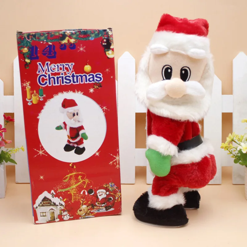 

Merry Christmas Electric Shake Hip Santa Claus Toys Music Spanish English Electric Doll Toys Christmas Decoration Gifts 14 Inch