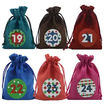 

2020 Christmas Advent Calendar 24 Days Hanging Candy Bags with Numbers Stickers 67JB