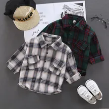 Новые весенне-осенние детские рубашки детская одежда клетчатые рубашки с длинными рукавами для маленьких мальчиков и девочек модные детские рубашки с карманами