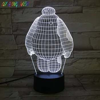 

Cool Baby Led Night Light Baymax Big Hero 6 Nightlight for Kids Bed Room Touch Sensor Color Changing Led Night Lamp for Children