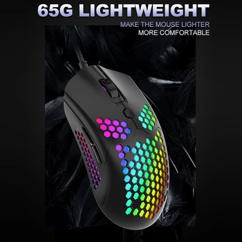 

Professional Computer Mouse Gaming Mouse Laptop Desktop 12000 DPI RGB Light Effect Wired Hollow Mice for Windows PC