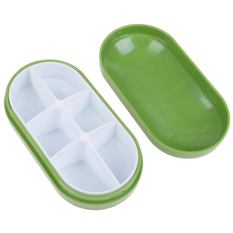 1pc 6 Grids Mini Pill Box Mini Cute Plastic Pill Box Medicine Case Foldable Container Drug Tablet Storage Travel Case Holder