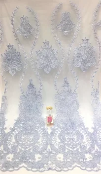 

2019 Latest French Nigerian Laces Fabrics High Quality Sequins African Laces Fabric Wedding French Net Lace T3328