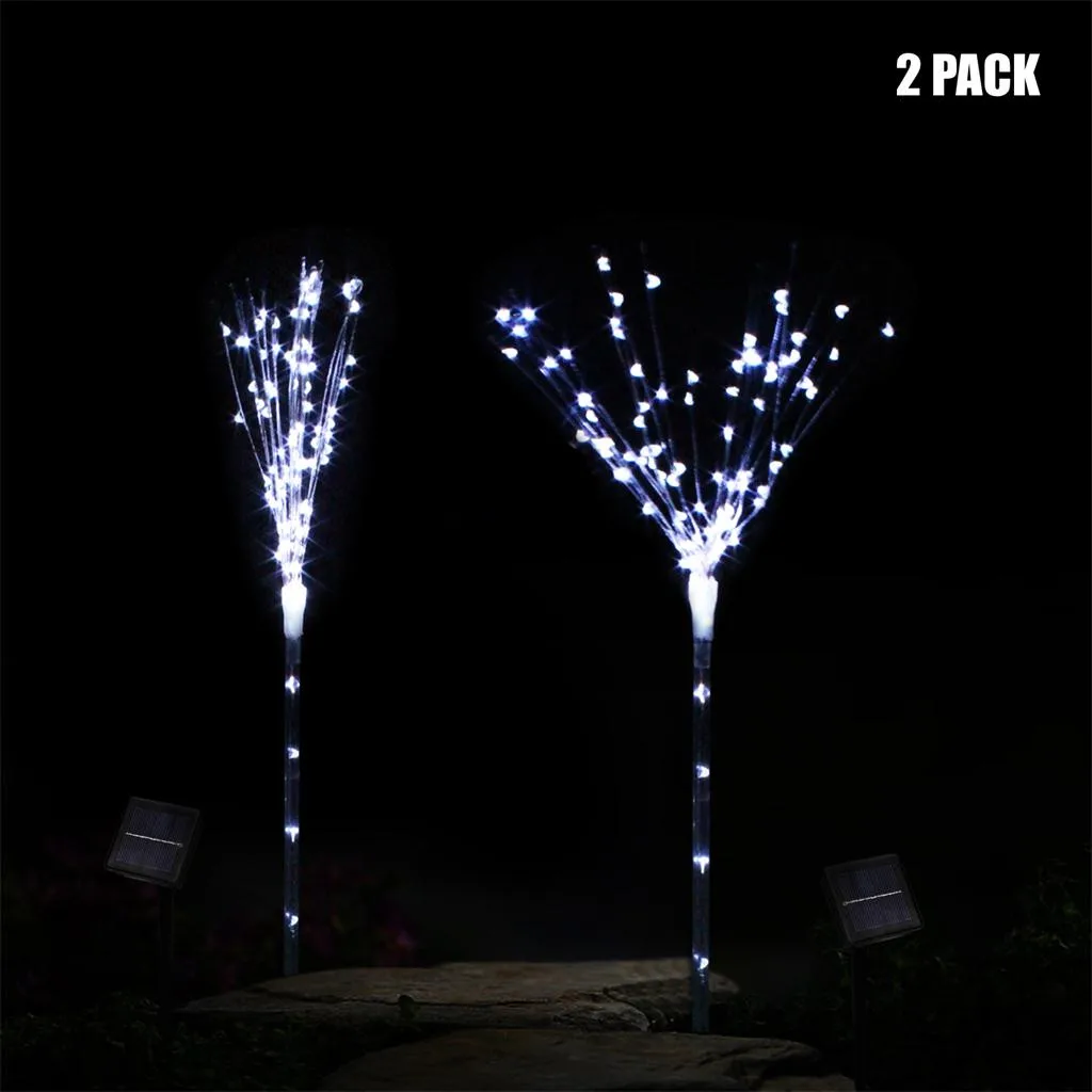 New High Quality 100-LED DIY Shape Fireworks Tree Solar Lawn Light Pathway Garden Lamp 2PC Home& Garden Drop Shipping - Испускаемый цвет: White