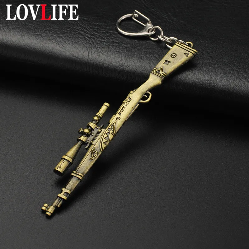 

Metal Game PUBG Keychains Weapon Models 98K Reifle Key Chains Pendants Fashion Men Car Key Holder Alloy Gun Models Key Ring Gift