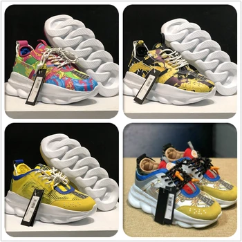

Fashion Designer Men And Women Sneaker Breathable Running Shoes Chain Reaction Suede Leather Trainers Cross Chainer Sport Shoes