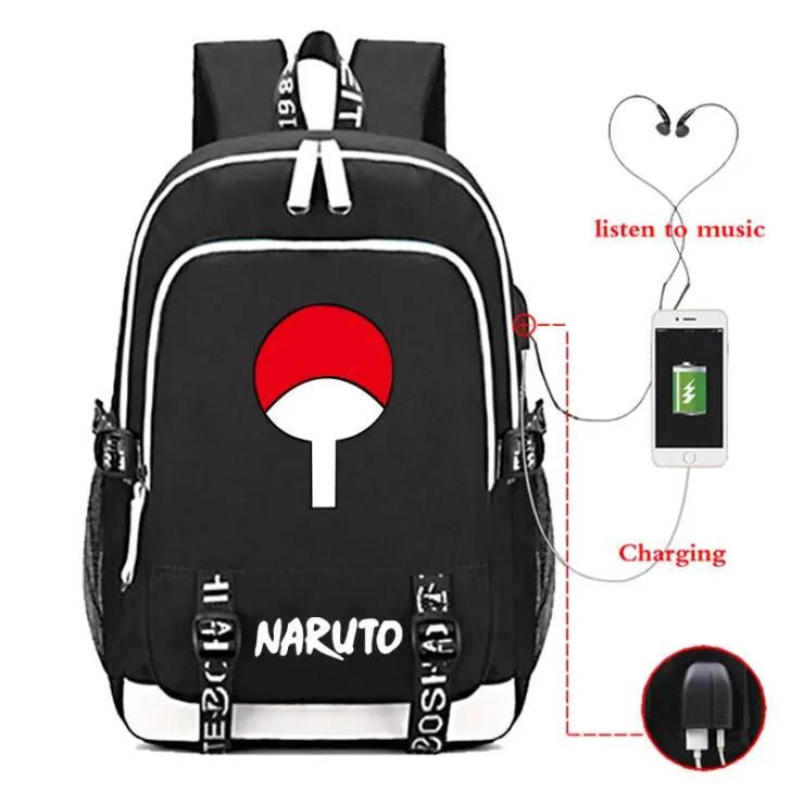 Наруто рюкзак Uzumaki Наруто Модный usb рюкзак для ноутбука для девочек мальчиков подростков детская классная книжная сумка