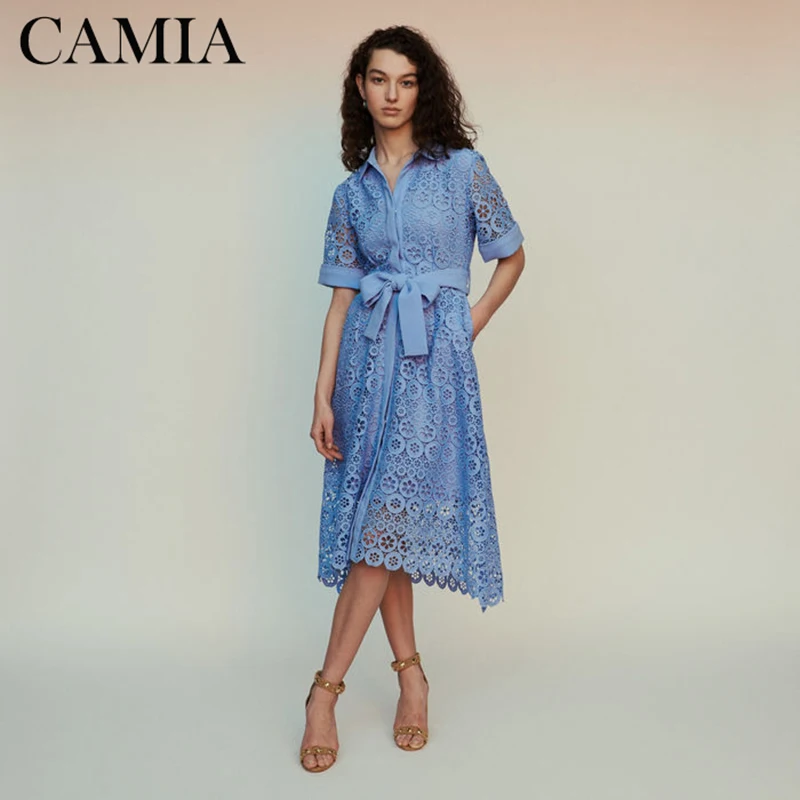 CAMIA/Новинка летнее женское платье на шнуровке британская вышивка кружевное