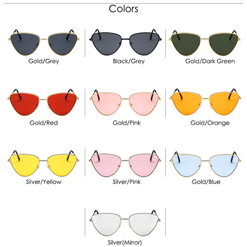 CatEye Солнцезащитные очки женские мужские металлические UV400 дизайнерские очки ретро солнцезащитные очки Женские Оранжевый Розовый Cateye стекло конфетного цвета