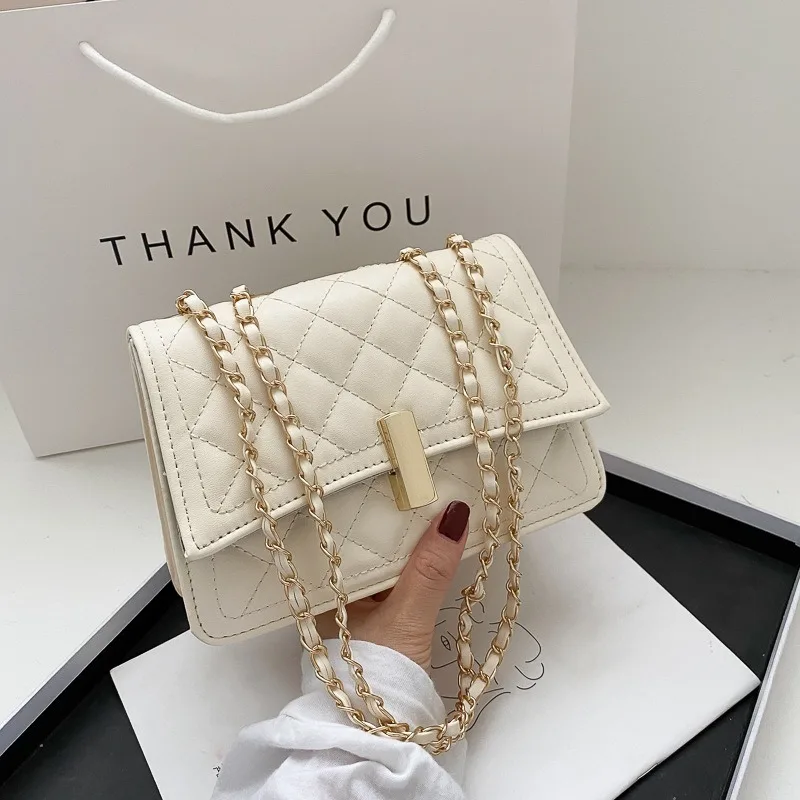 

High-quality Fashion Women's Rhombic Chain Small Bag 2020New Ladies Messenger Bag Korean Version of The Wild Simple Shoulder Bag