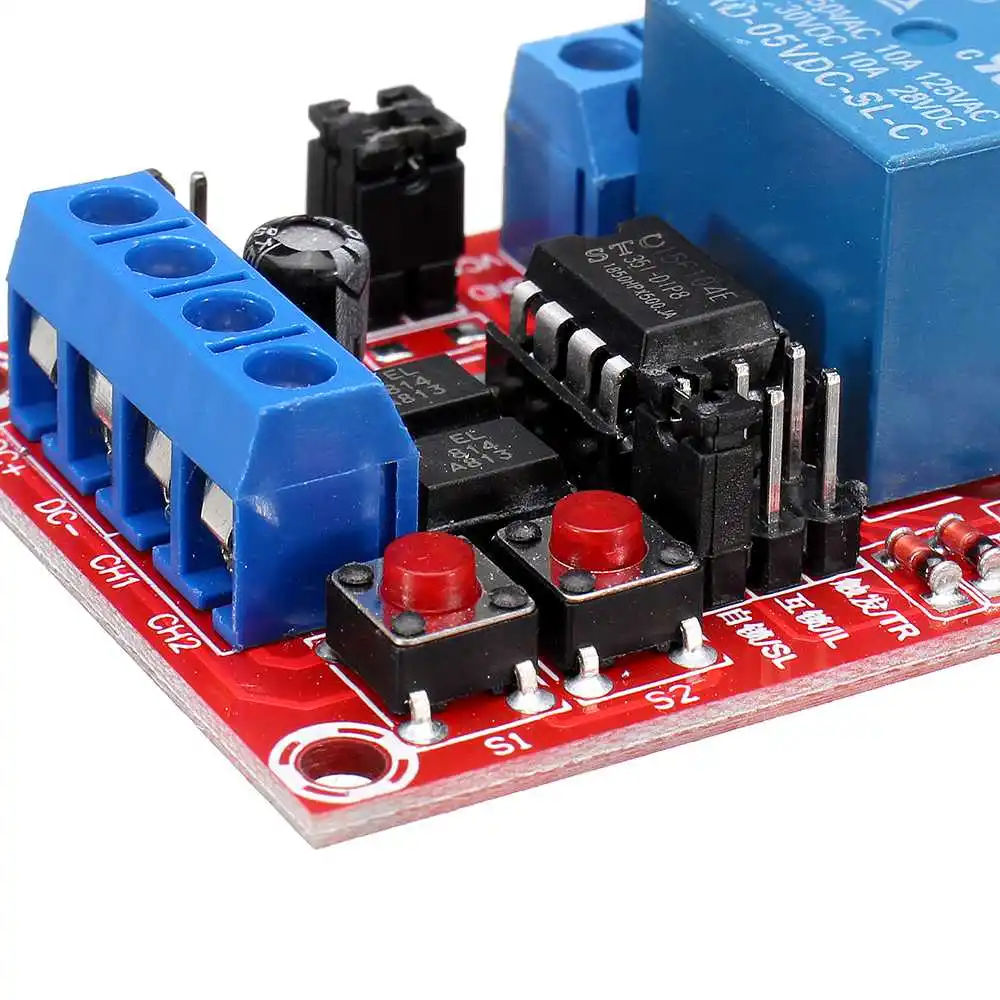 5V 2 Channel Button Self-locking Relay Module Interlock Three-selection One High and Low Level Trigger with Switch Light
