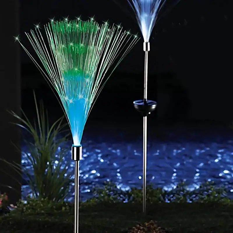 

2pcs Solar Power LED Optical Fiber Lawn Light Color Changing Garden Lamp