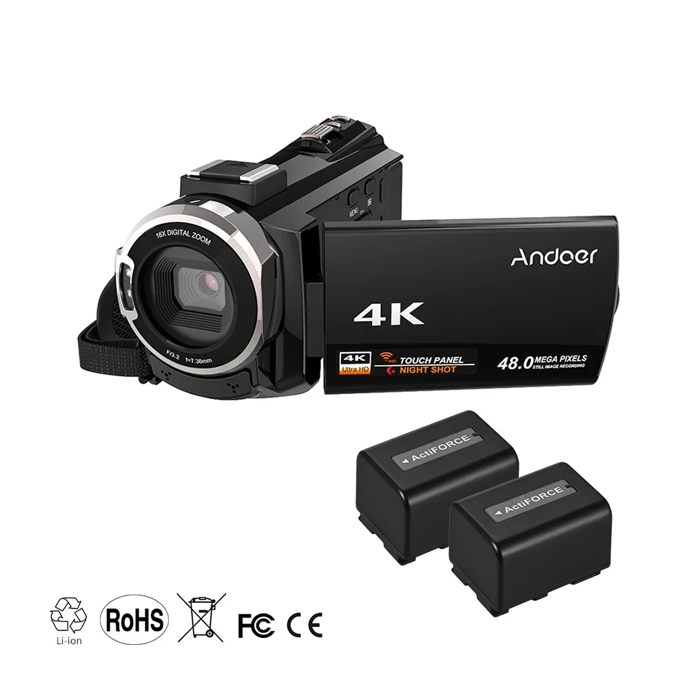 Andoer 4K 1080P 48MP цифровая камера с Wi-Fi для видео Камера видеокамера Регистраторы 3 дюймов емкостный сенсорный экран ИК инфракрасный