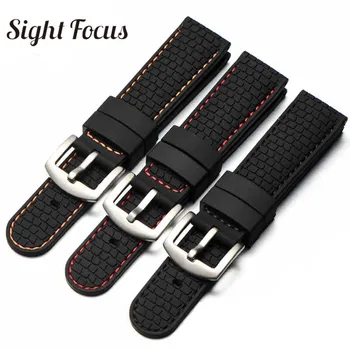 

Tire Track Pattern Silicone Watchband for Citizen 20mm 22mm 24mm Bracelet Red Orange Blue White Stitched Black Watch Strap Wrist