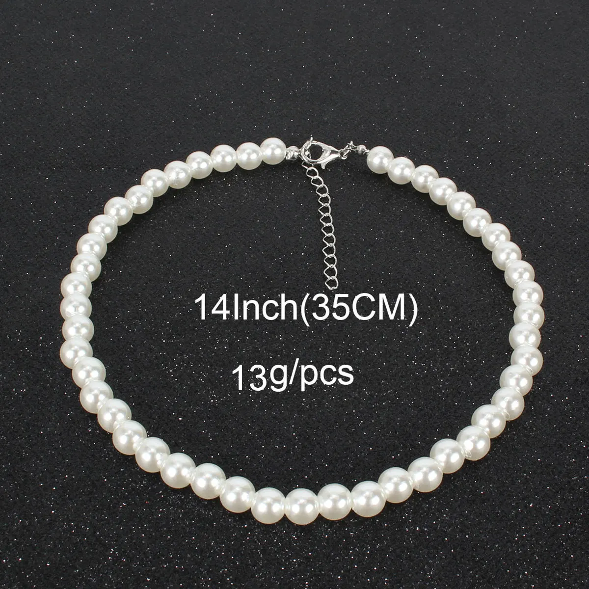 8mm 35CM Ornaments Manual A String Of Beads Necklace Concise Pearl Necklace Woman Accessories - Metal Color: 8mm 35CM