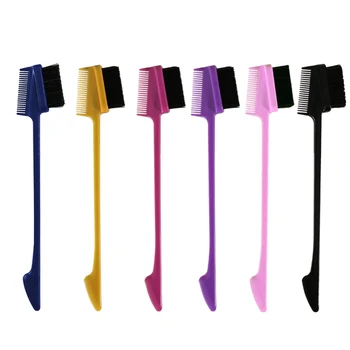 

6 Pieces 3 in 1 Hair Edge Brush Double Sided Hair Comb Pack (Random Color)