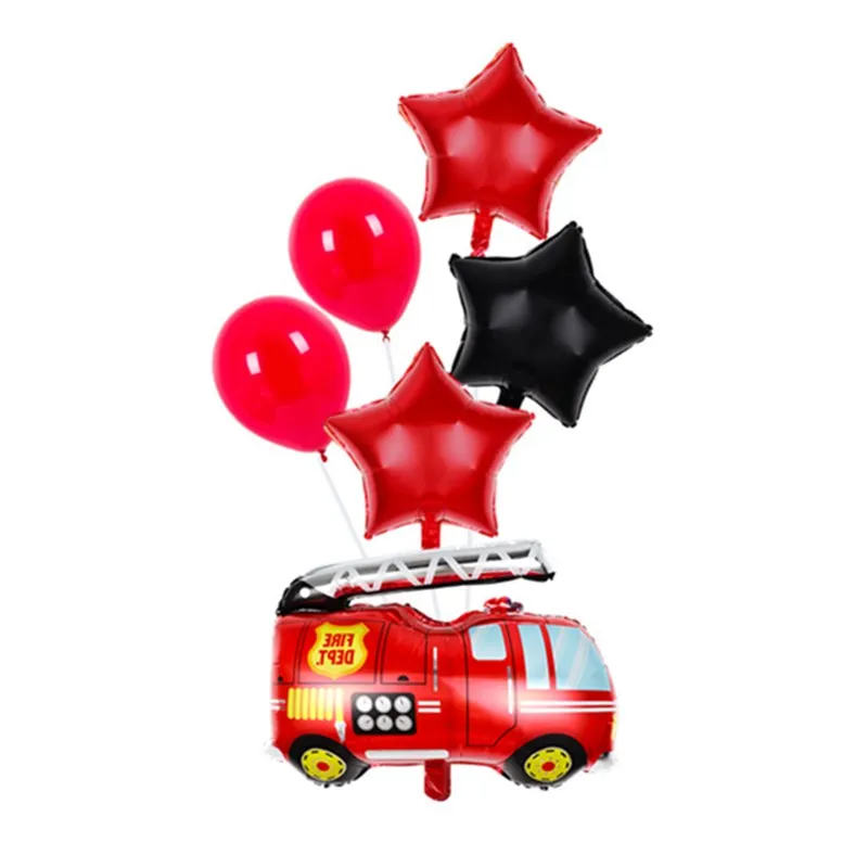 6 шт. Мультяшные автомобильные воздушные шары пожарная машина поезд Фольга шар скорая помощь Globos детский подарок День рождения украшения Детские шары - Цвет: 87x43cm
