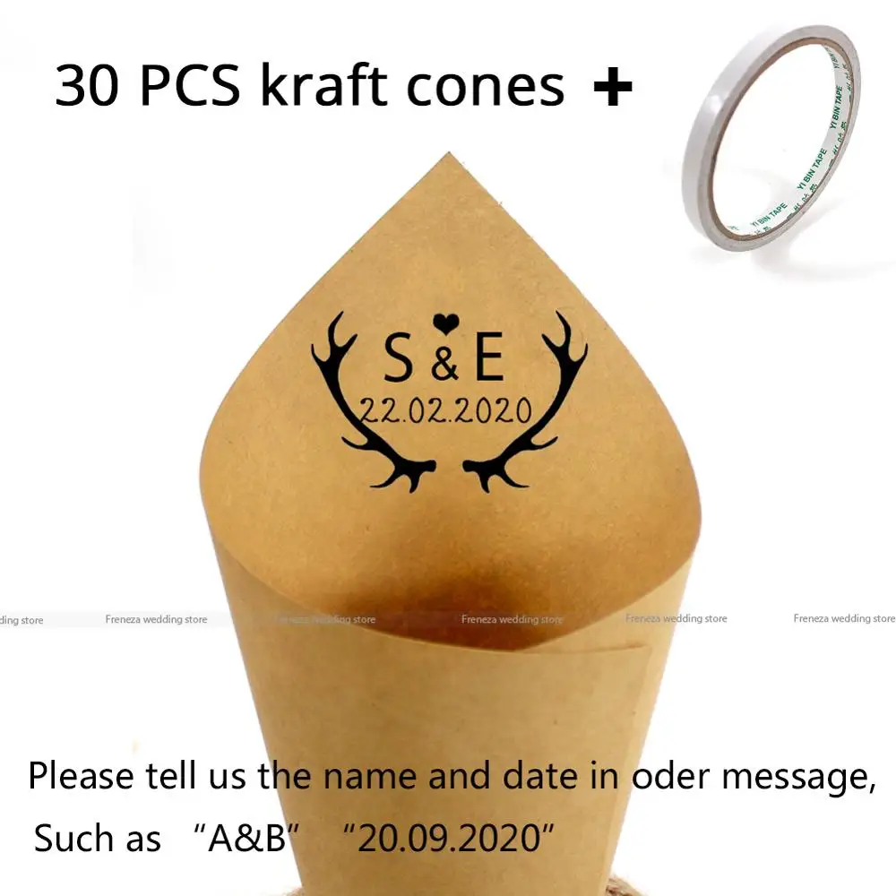 custom cone 30 pcs Персонализированные конусы-конфетти натуральные биоразлагаемые розы сушеные лепестки конфетти конус держатель Свадебные и вечерние украшения - Цвет: custom cone 30 pcs