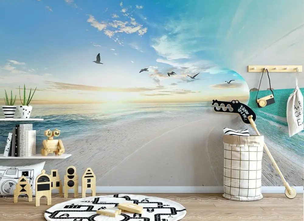 2019 wall papers home decor 3d Sea sky landscape painting Living room TV sofa background wallpaper roll size | Обустройство дома