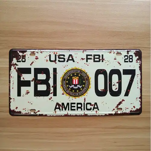 15 30 センチ車のナンバープレート米国 Fbi 007 アメリカティンサインポスターのホームバー壁の装飾 Plaques Signs Aliexpress