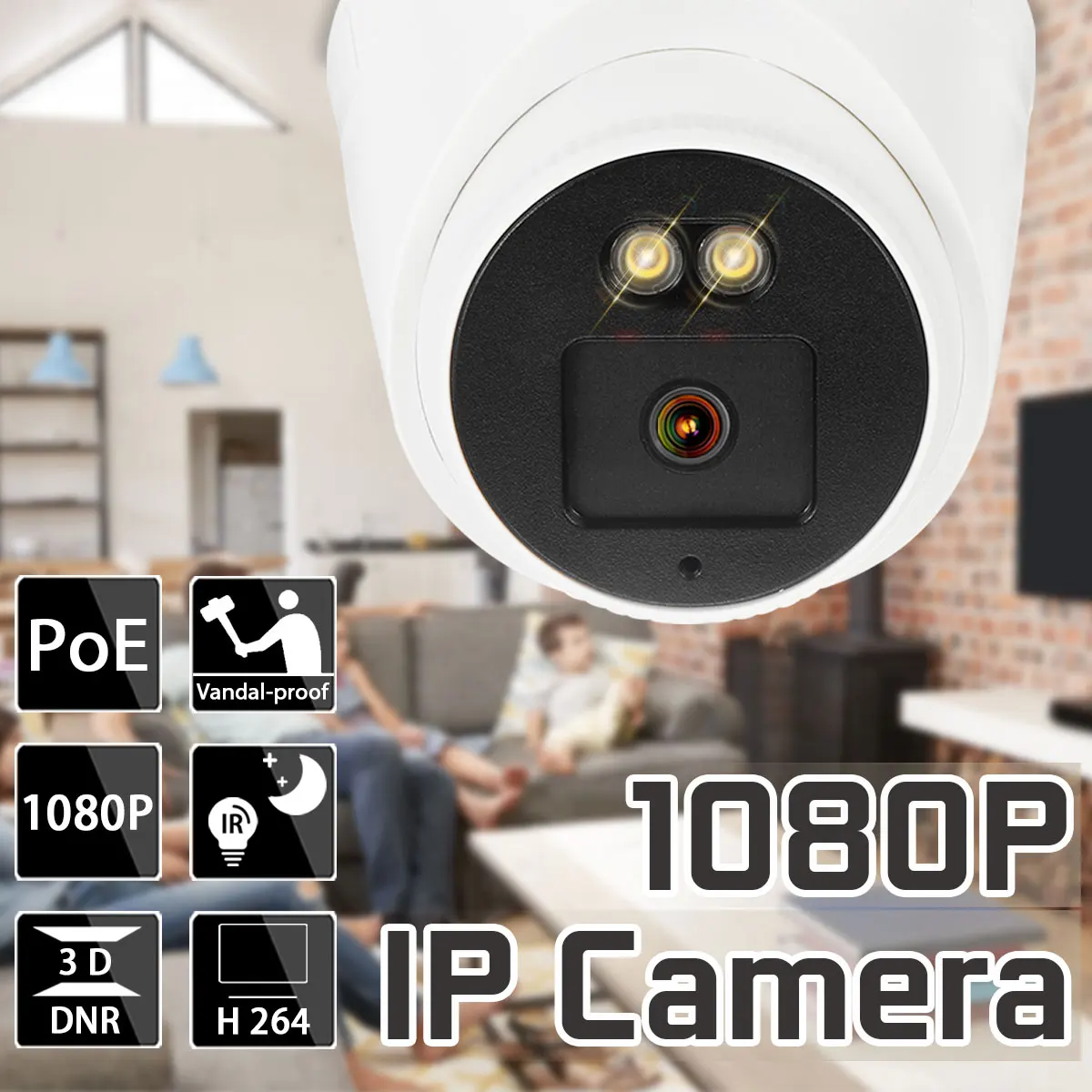 

IP camera CCTV Video Waterproof Outdoor 1080P IP camera IR 30M Full-color Night Vision Security with Power Adapter Support ONVIF