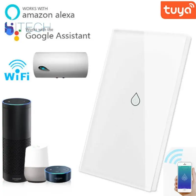 

WiFi Smart Boiler Switch Water Heater Smart Life Tuya APP Remote Control Amazon Alexa Echo Google Home Voice Control Glass Panel