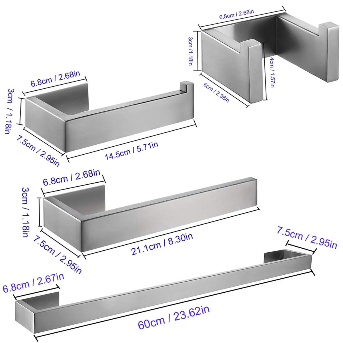Самоклеящиеся аксессуары для ванной комнаты набор без дрели отделка щеткой