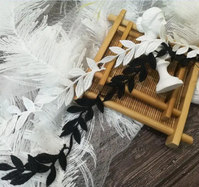 1Yard-Leaf-Embroidery-Lace-Ribbon-2cm-Applique-Black-White-Lace-Fabric-Cotton-Lace-Fabric-Laces-cinta