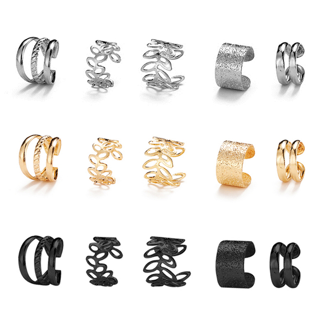 Simple Gold Silver Color Ear Clips Non-Piercing Fake Cartilage Earrings Clip Earrings Ear Cuff For Women Men Jewelry