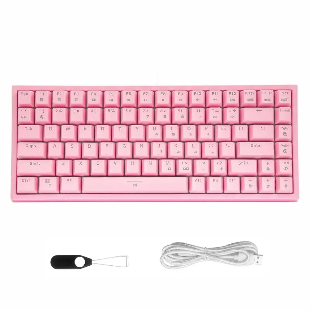 Tenkeyless Mechancial Keyboard , 84 Keys RGB Backlight Wired Switch Keyboard for Typing Gaming ,Pink