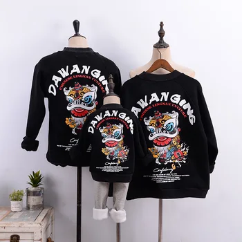 

Beijing Opera Print Father Mother Kids Clothes Matching Daddy Baby Son Shirts Pring Father Son Sweaters Peking Opera Pajamas