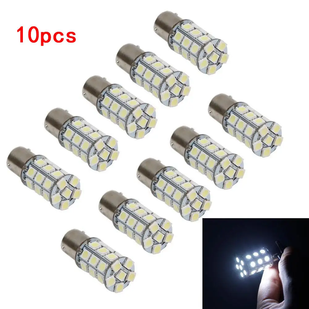 10 шт. Супер Белый 1156 27-SMD RV Кемпер трейлер СВЕТОДИОДНЫЙ внутренний Светильник лампы 1141 12V автомобильный рулевой тормоз светильник