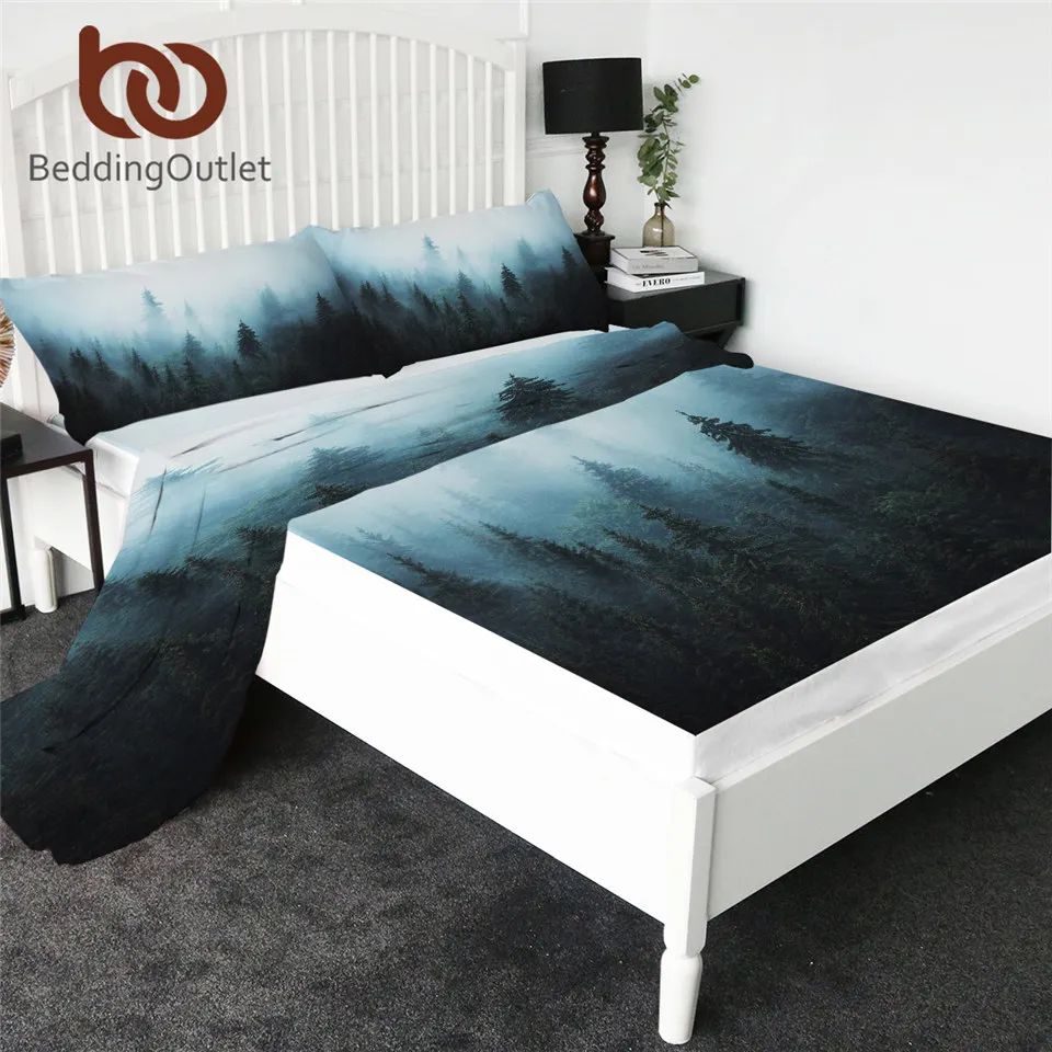 beddingoutlet-abeto-floresta-equipado-folha-3d-impresso-coniferas-bed-tree-set-folha-natureza-flat-sheet-set-4-pcs-cozy-colchao-capa