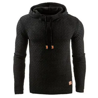 Свитер размера плюс 5XL, мужской осенний зимний теплый вязаный мужской свитер, Повседневный пуловер с капюшоном, мужской хлопковый свитер - Цвет: black