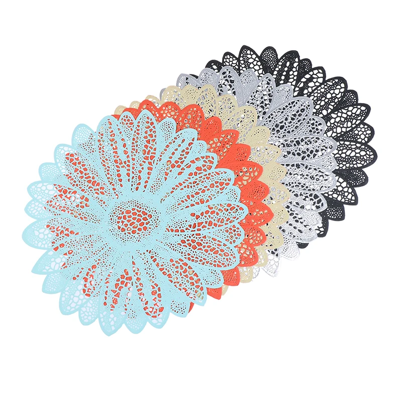 Hollow Flower Placemat Christmas Simulation PVC Table Mat No slip Insulation Pad