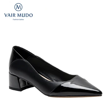

VAIR MUDO 2020 New Spring Single Shoes Simple Women's Fashion Pointed Toe Low-Heel Elegant Comfortable Women's Shoes Worker D13L