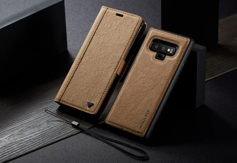 Крафт-бумажный кожаный чехол для samsung galaxy note 9 8 S8 S9 Plus S7 edge Магнитный чехол Флип-держатель для карт съемный чехол для телефона
