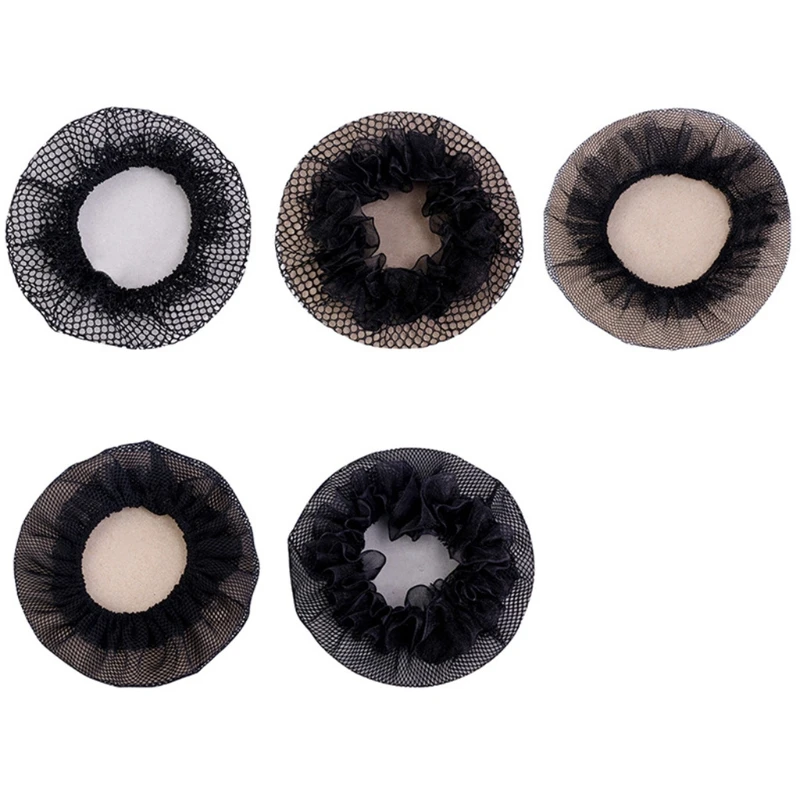 10Pcs Small Hole Black Elastic Mesh Snood Hair Net Bun Cover for Ballet Dance star hair clips