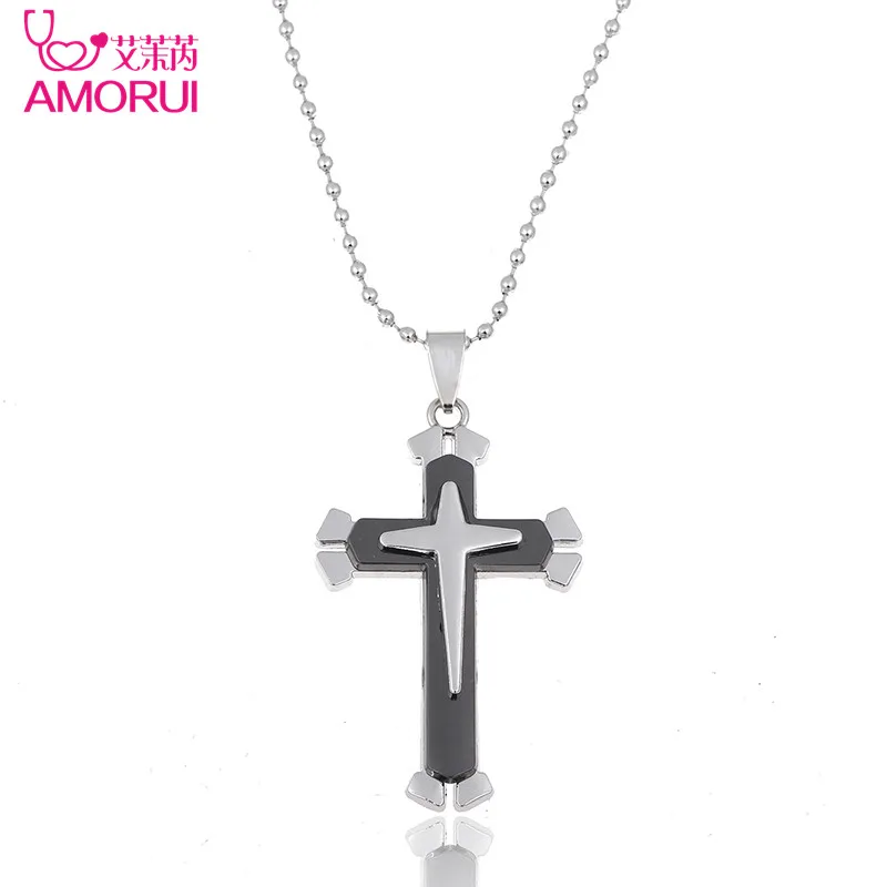 Мужское ожерелье с кулоном в виде Креста Иисуса черного или синего цвета|pendants for