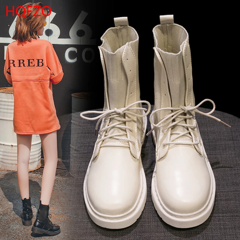 

HOFZO Women's Boots Casual Stretch Ankle Botines Flat Platform Autumn Womwn Shoes Botas Mujer