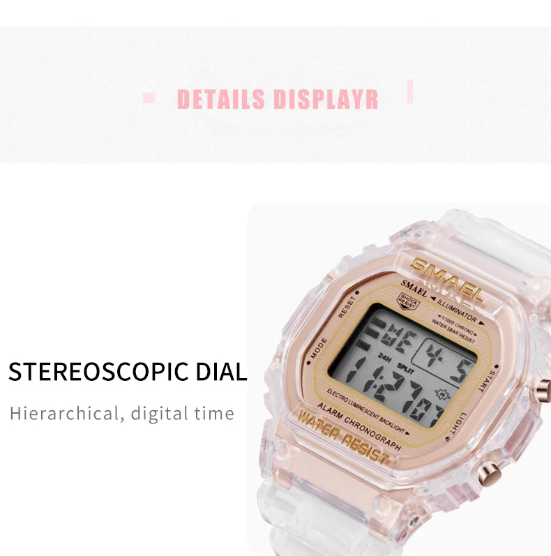 SMAEL, модные женские цифровые часы, люксовый бренд, студенческие спортивные часы, унисекс, светодиодный, электронные наручные часы, часы для девушек, Montre Femme
