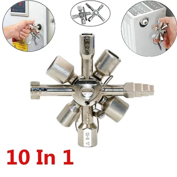 

10-in-1 Triangle Key Wrench Multifunction Electric Control Box Triangle Key Wrench / Elevator Door Valve Cross Ratchet Wrench
