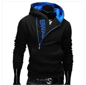 

Spring And Fall Long Sleeve Side Zipper Design Contrast Color Hooded Pullover Men's Printed Hoodies Casual Streetwear Sweatshirt