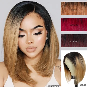 

1B/27 Ombre Color Lace Front Human Hair Wigs With Baby Hair 13x4 Straight Brazilian Brown Lace Wig For Women 150% Remy Hair Wig
