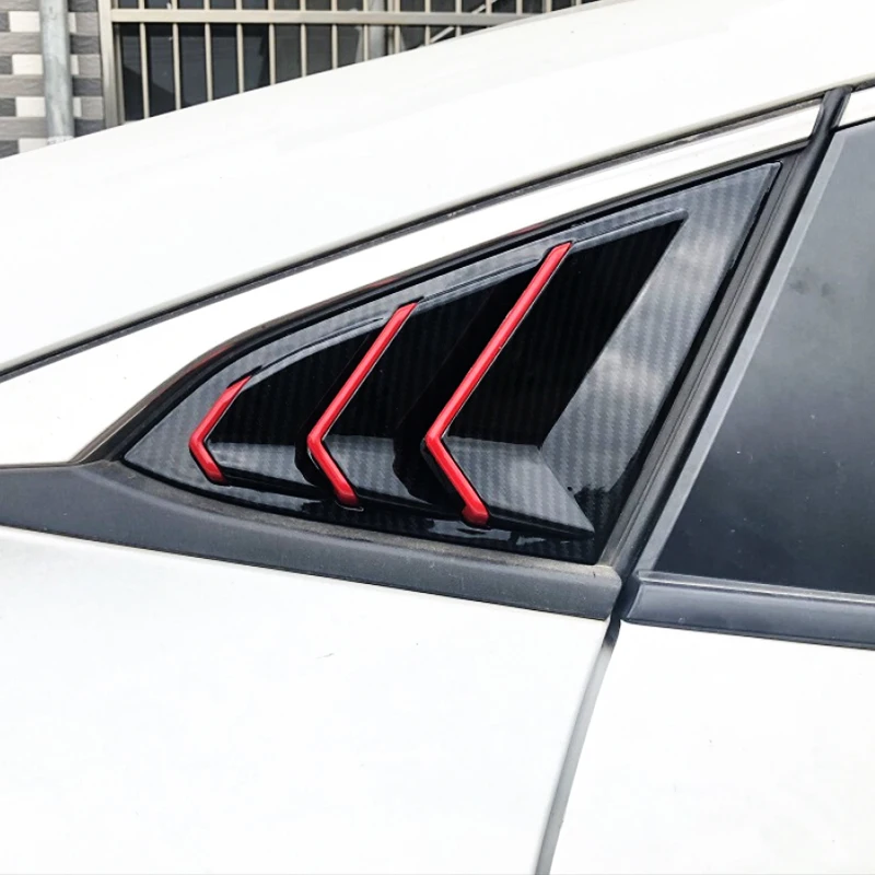 

ABS Carbon fibre For Honda Civic 10th Gen 4dr Sedan 2016-2019 accessories Rear Window Triangle Shutters cover trim Car styling