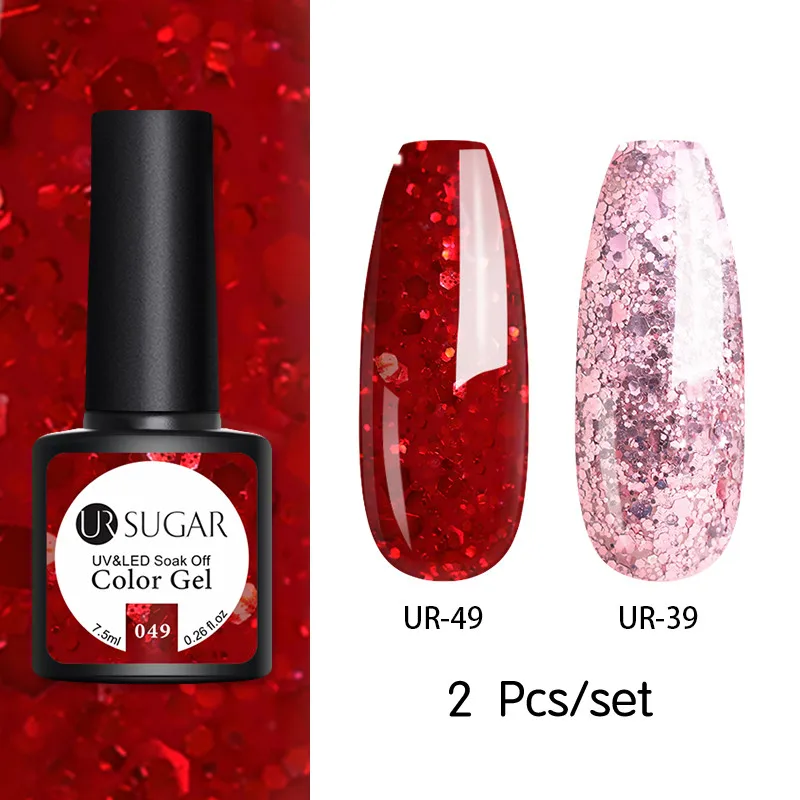 2pcs set33 Ur Sugar 2 шт. набор гель-лаков для ногтей цвет светодиодный Гель-лак для ногтей Полупостоянный лак для ногтей Блестящие Блестки Гелевые наборы - Цвет: 2pcs set33